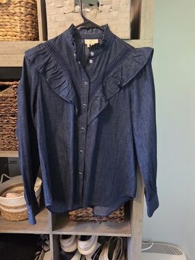 kate spade Dark Denim Button-Front Blouse